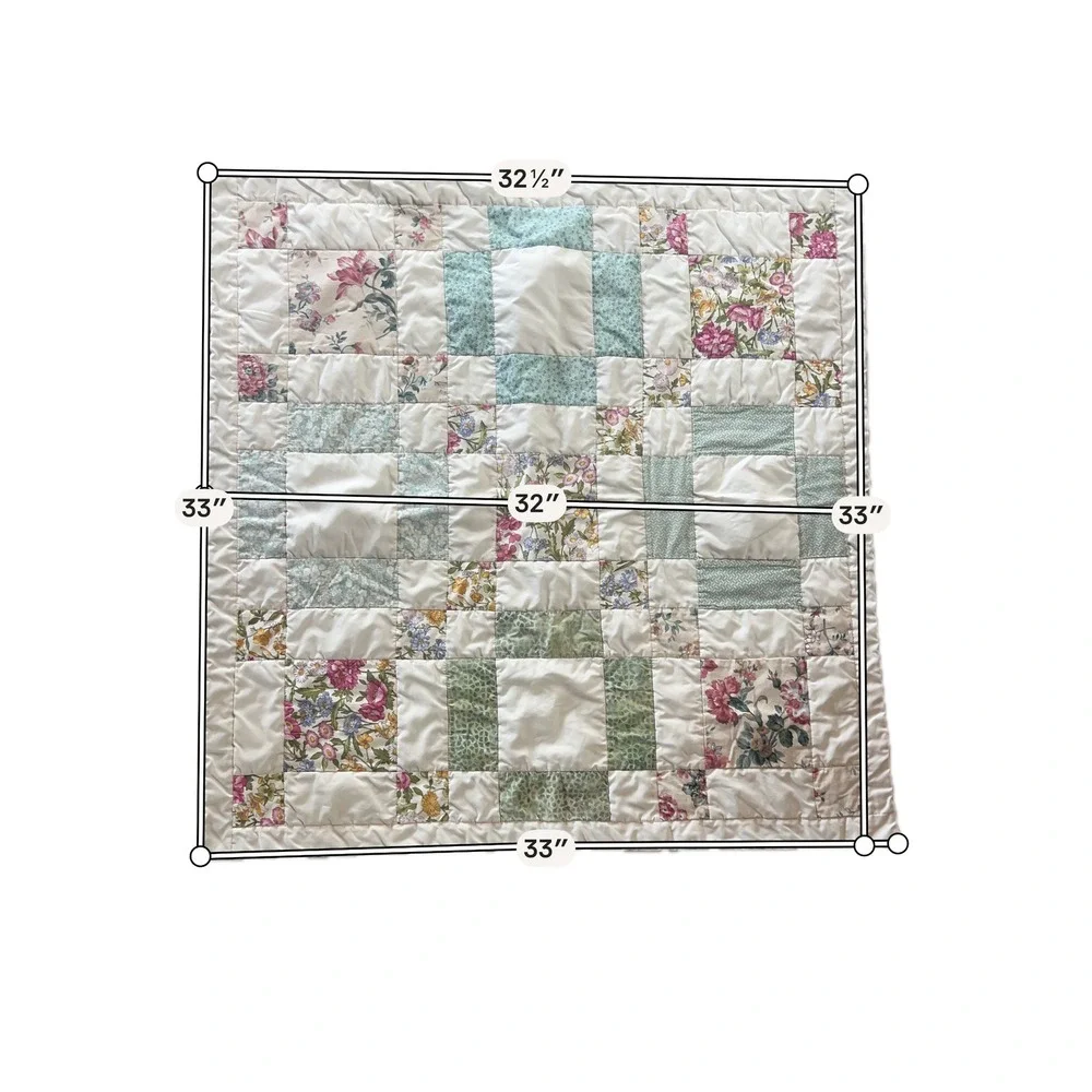 Handmade‎ Patchwork Quilt Crib Blanket Nursery Floral Cottagecore Heirloom Soft